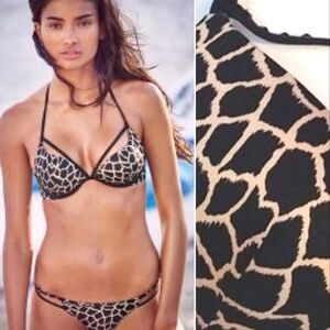 Victoria's Secret 2015 Bombshell Giraffe Print Extra Lift Bikini Top 34DD *Med